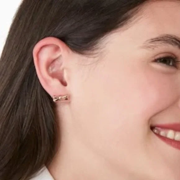 ♠️ Kate Spade ♠️️ Gold Double Bow Stud Earrings - Picture 6 of 7